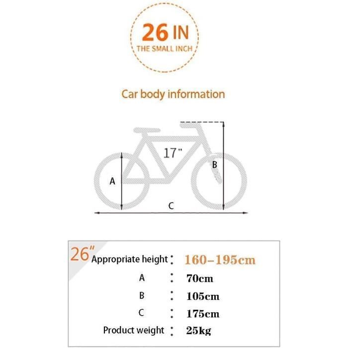 Vtt Velo velo Adulte Cadre Alliage D aluminium 21 Vitesses 26 Pouces Fat Tire Velo Montagne Adultes Etudi Cdiscount Sport