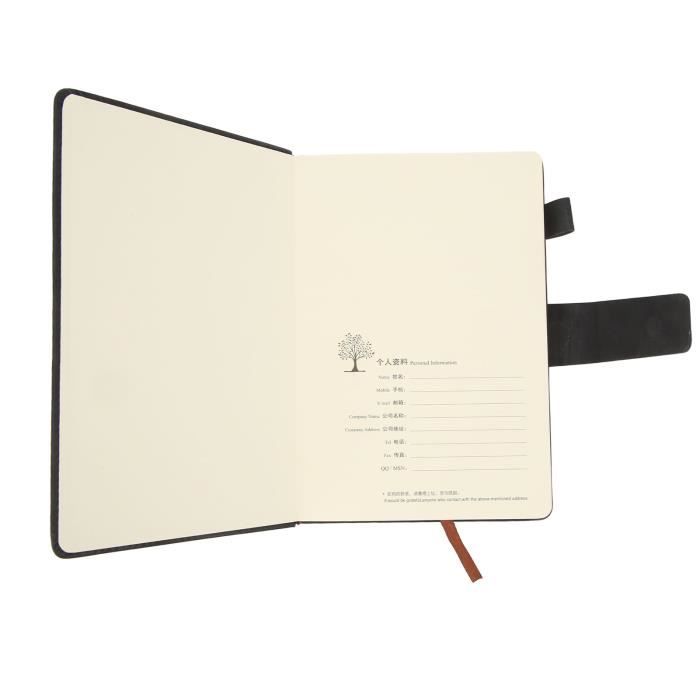 Cahier de note bureau en cuir 200 pages carnet A5 ligné avec porte