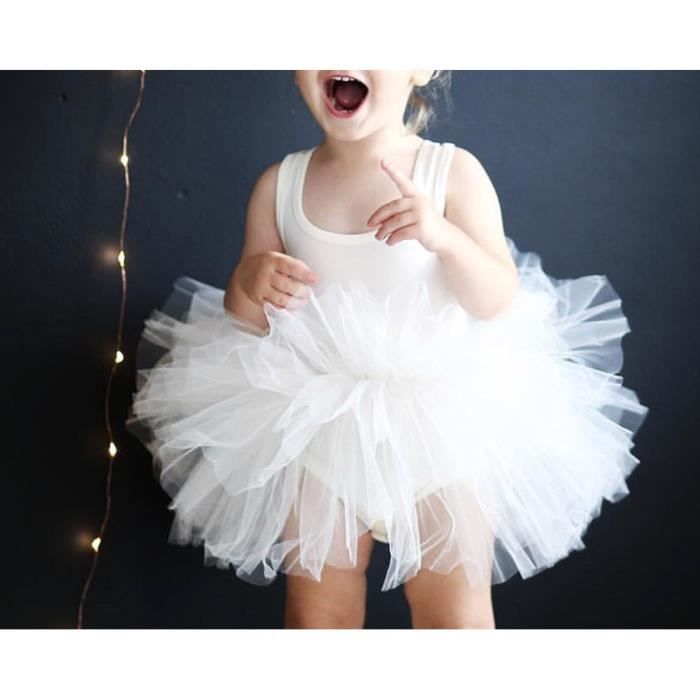 Enfant Filles Justaucorps Robe de Danse Tutu Ballet sans Manches Robe Patinage Dancewear Gymnastique Tutu Blanc8718 Blanc8718 Cdiscount Pret a Porter