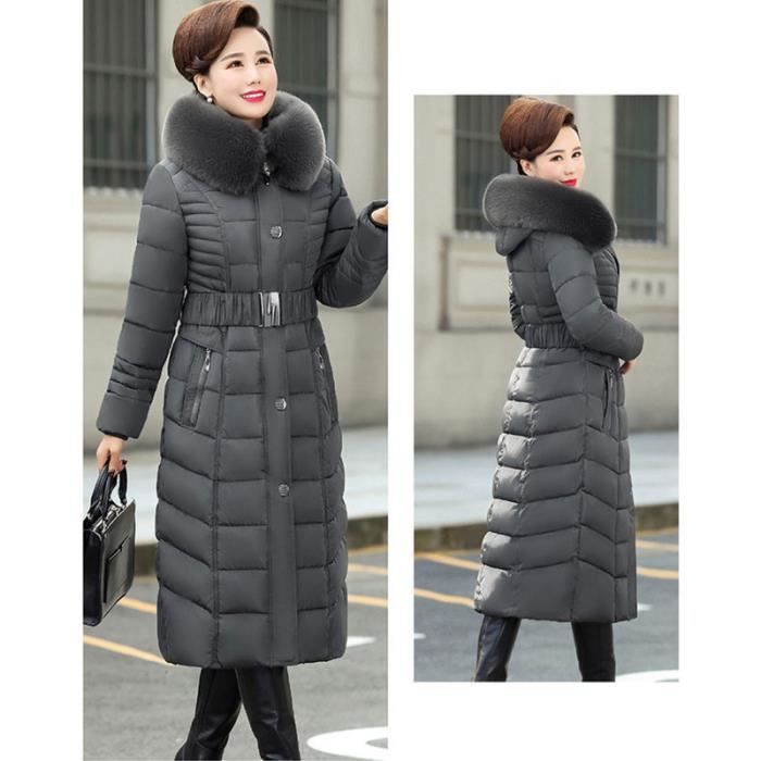 Doudoune Femme Col Fourrure Capuche Matelasse Longue Rembourree Duvet et Coton Hiver Gris Cdiscount Pret a Porter