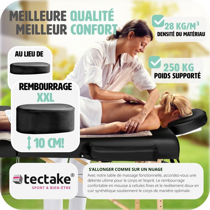 TecTake® Table de Massage Pliante Professionnelle 3 Zones