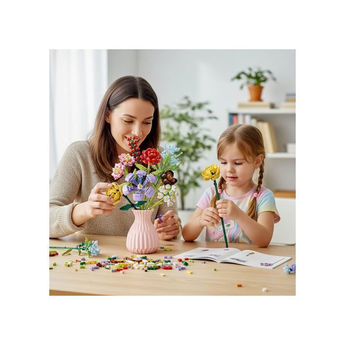 Bouquet De Roses Artificielles En Briques De Construction - Kit Créatif Adulte Et Enfant