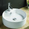 Vasque à Poser Ronde - Rue du Bain - Star - Céramique - Blanc - 40 cm - Avec Trop Plein-0