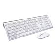 WE Bundle clavier souris sans fil rechargeable 2,4G BT Blanc Alu-0