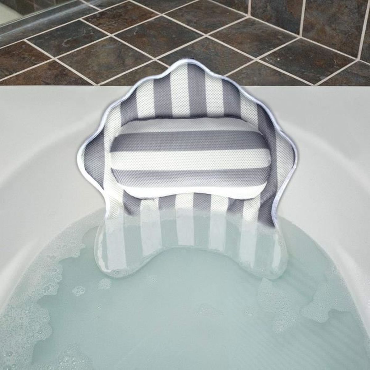 Oreiller Baignoire Avec 6 Ventouses Tapis De Bain Spa Menage Ergonomique Pour Appui Tete Le Cou Et Le Soutien Arriere Pour Un Jacuzzi Et Un Bain A Remous Coussins De Bain Cuisine Et