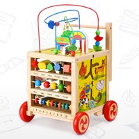 Jouet Bebe 5 en 1 Montessori Cube d'Activité Bébé Chariot de Marche Bebe Multifonctionnel Trotteur Bebe Fille Garçon