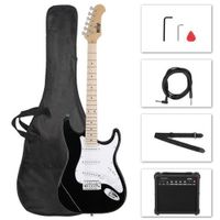 Guitare Electrique Avec Haut-parleur-Pour enfant et Adult- Avec Set complet Accessoires-Noir et Blanc