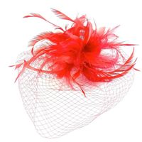 Accessoires cheveux - Serre tête/headband de mariage cérémonies avec voilette - rouge