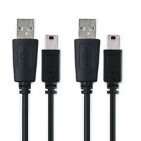 2x Câble Mini USB de 1m pour console Sony PSP-1000 / PSP-2000 / PSP-3000 / PSP-E1000 - transfert de données et charge 1A noir en PVC