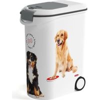 CURVER Conteneur à croquettes pour chien avec roulettes 20 kg - 54L - Love Pets