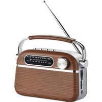 HALTERREGO Radio vintage Grandes Ondes Aspect bois, AM/FM/SW lecteur USB/ Carte Micro SD prise secteur ou pile (non incluse)