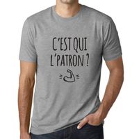 Homme Tee-Shirt C'Est Qui L'Patron T-Shirt Vintage Gris Chiné