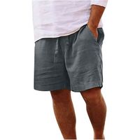 Linen shorts Hommes Short Coton Et Mode Solid Summer Cotton Men's and Shorts Linen Casual Men's Pants Coton Vert foncé