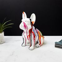 Statuette Bulldog Céramique 30 cm - Élégance Contemporaine pour une Déco Unique - Moderne, Colorée et Élégante