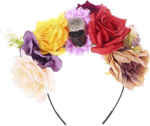 BANDEAU - SERRE-TÊTE Bandeau de Fleur Halloween Serre-tête de Crâne Vin