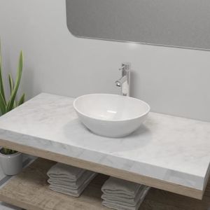 LAVABO - VASQUE Lavabo salle de bain avec mitigeur Céramique Ovale