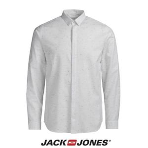 Jack /& Jones Antonio Plain Chemise à manches longues en Bleu Marine-Manches longues-Incurvée