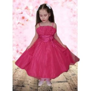 ROBE DE CÉRÉMONIE Robe Enfant Fille de Cérémonie Jupon inclus Couleur Fuchsia Jupe Pailletée du 2 au 12 ans