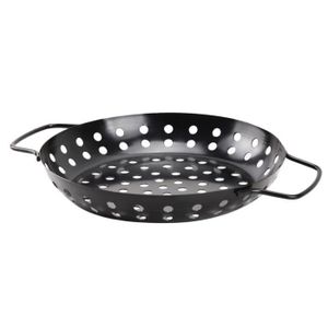 BARBECUE BBQ Grill Pan Meat Fruit Basket Round Non-Stick Pi