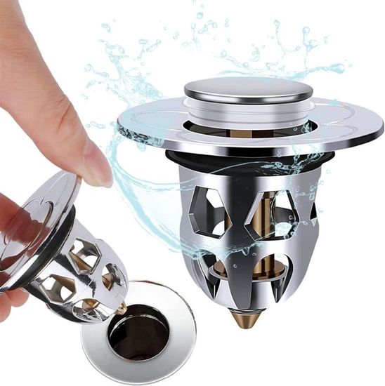 2 Bouchons De Vidange Pop-up Acier Inoxydable 34-40 Mm Pour évier - Neufs, Argent