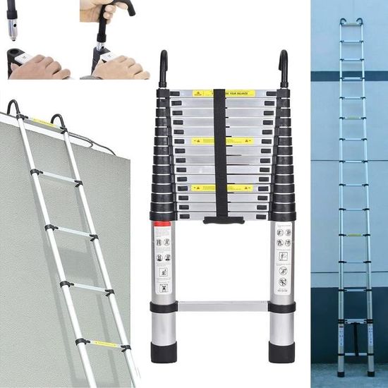 Échelle Télescopique Pliante En Aluminium - 8,5 Pieds (2,6m), Charge 150kg - Portable