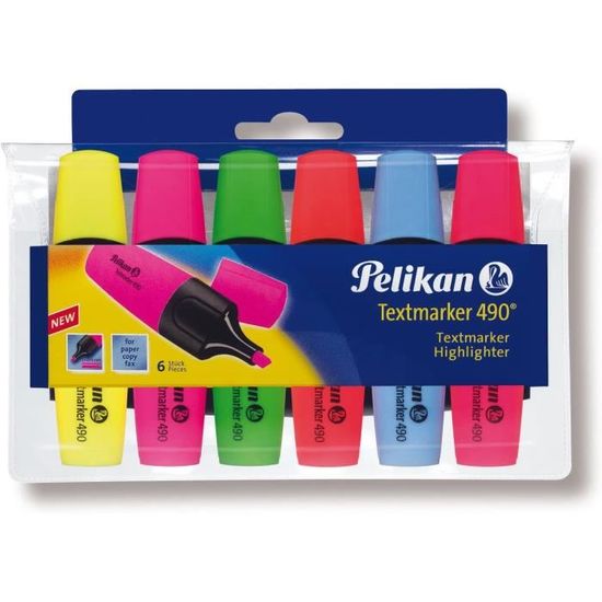 Surligneurs Pelikan 490 Eco - Lot De 10 - Orange Pastel - Pointe 3 Largeurs - Encre à Eau Lumineuse