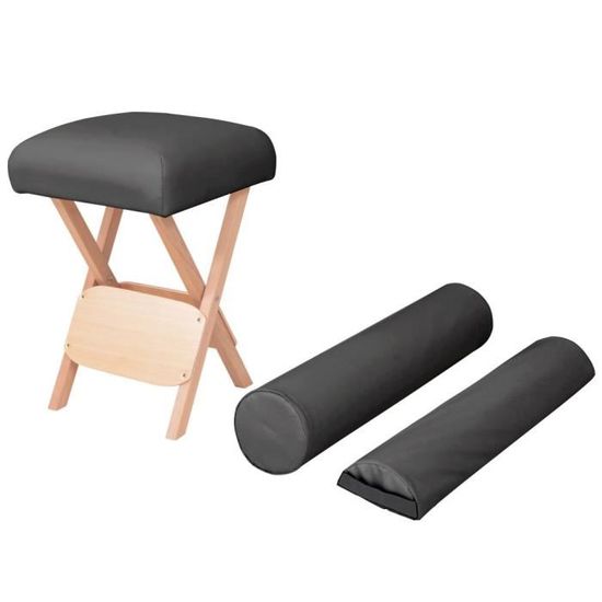 2645BEST® Tabouret de massage siège 12 cm d'épaisseur 2 traversins Noir Fauteuil de Relaxation|Fauteuil Salon Scandinave|Fauteuil