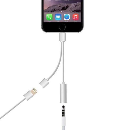 Câble Lightning Vers Jack 3.5mm + USB WORLDBOYU - Charge Et Audio Simultanés - Compatible IPhone 13/12/11/X/8 - 1m