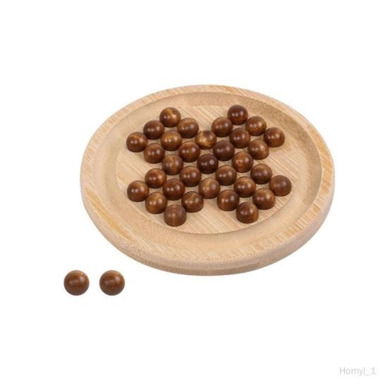 Jeu De Solitaire En Bois – 33 Billes – Plateau Rainuré – Casse-tête Classique – Améliore La Logique – Cadeau Pour Adultes Et Enfants – 20x1.6 Cm