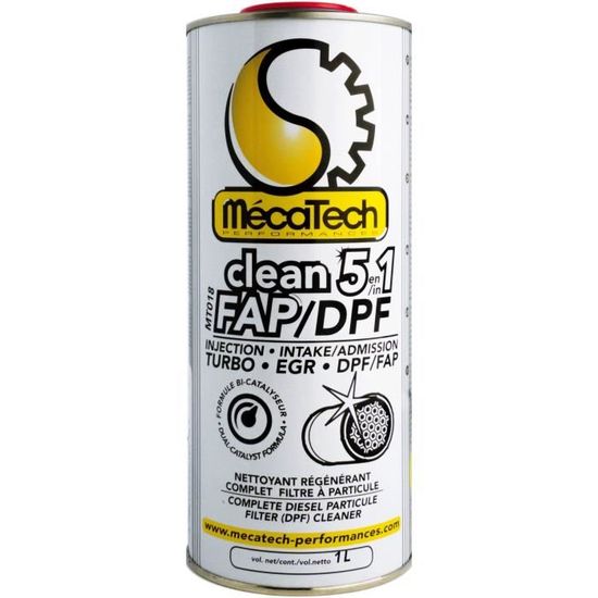 MECATECH CLEAN FAP Nettoyant 5 en 1 - Nettoie le système d'injection le turbo le système d'admission la vanne EGR le filtre