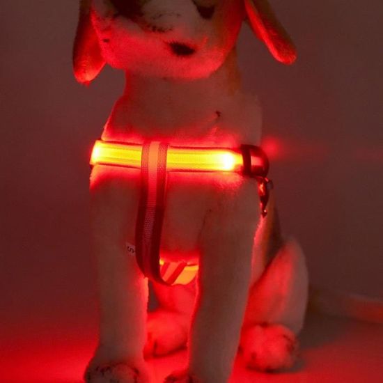Type de charge Collier de chien réglable, gilet de harnais de chien rembourré lumineux coloré, orange, L