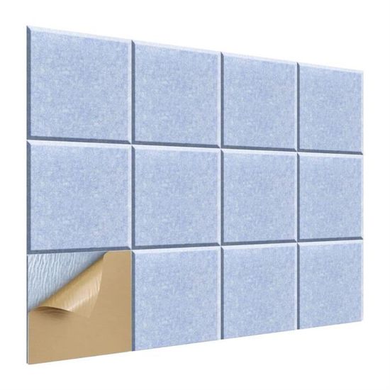 Lot De 12 Panneaux Acoustiques Auto-Adhésifs Blanc - Absorbeurs De Bruit 30 X 30 X 0,9 Cm Pour Studio, Bureau, Salle De Jeux Et Isolation Murale