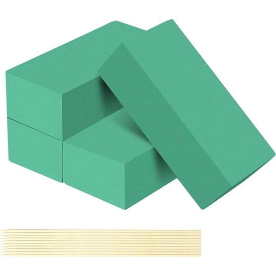 Lot De 4 Briques Mousse Florale Humide Verte – 23x11x7,5 Cm, Idéale Fleurs Fraîches & Artificielles, Arrangements Mariage & Déco