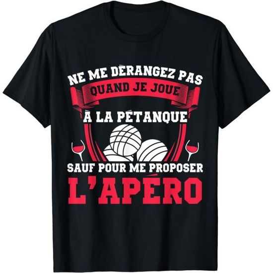 T-Shirt Pétanque Pour Homme – Cadeau Idéal Pour Bouliste – Vintage, Léger, Manches Double Couture – Parfait Pour Papy, Papa Et Enfants Fans De Boules