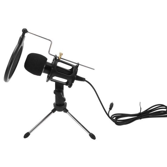 BM900 XLR vers USB Microphone à Condensateur Kit pour Ordinateur, Cardioïde Ramasser, Bouton d