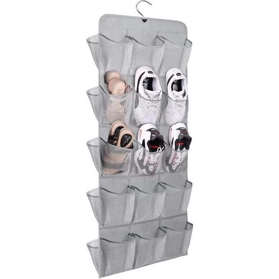 Rangement Chaussures Étagère à Chaussures Suspendue MISSLO - 30 Poches Grandes - Double Face Rotative - Gain De Place Placard Organisateur Placard