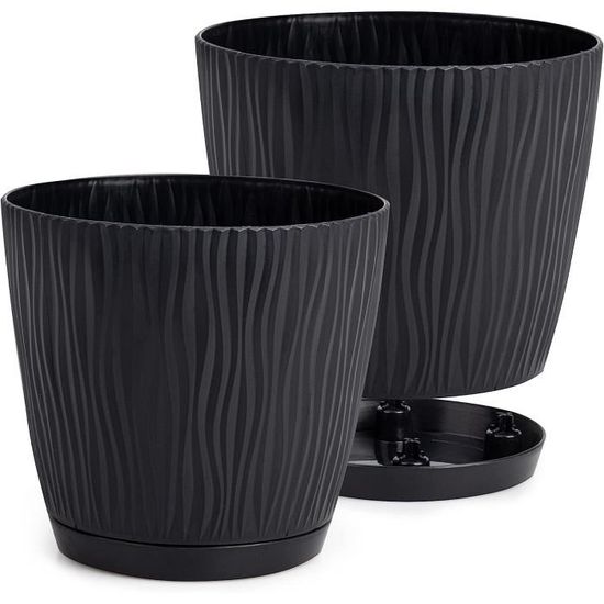 Lot De 2 Pots De Fleurs Suspendus Avec Réservoir D'eau - Plastique Vert, Drainage Intégré, Pour Intérieur/extérieur