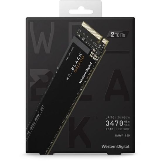 Western Digital Disque SSD interne Black Interne 2To SN750 + Dissipateur