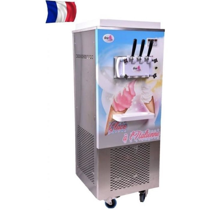 Machine à Glace Italienne sur Roulettes 2 Parfums et 1 Mixte - 3,2 kW - Gris