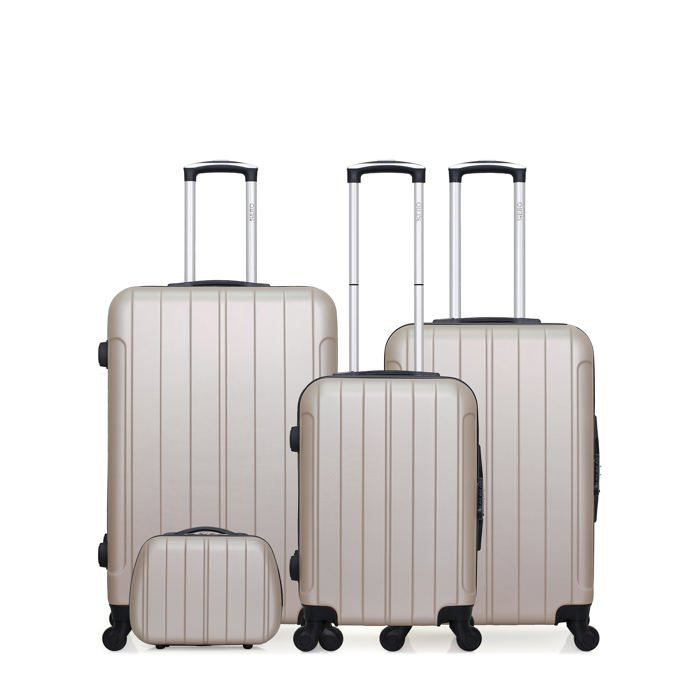 HERO – SET DE 4 VALISES - ABS – 75cm – 4 roues – FOGO-C – BEIGE