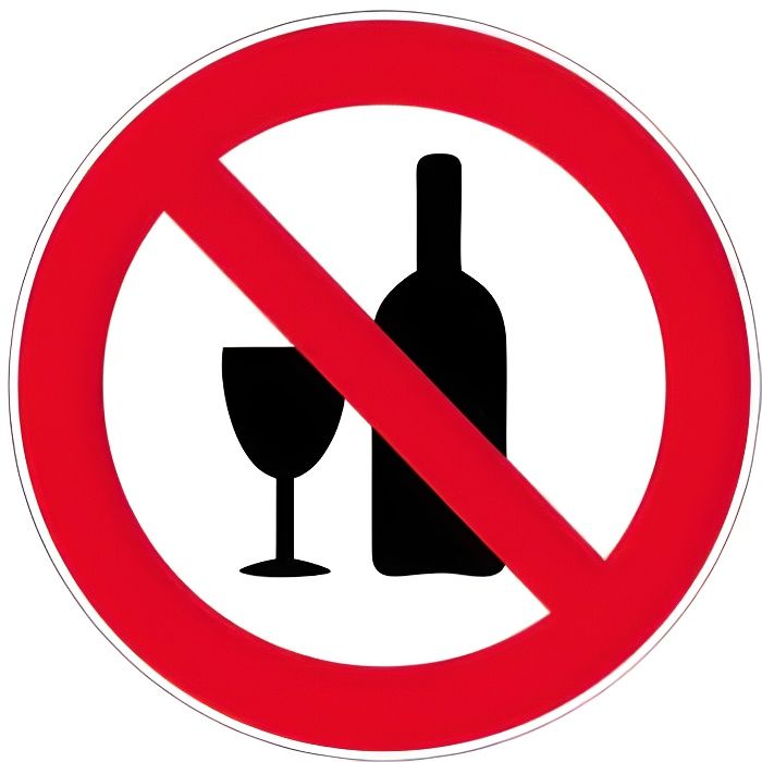Autocollant sticker adhesif signalisation plaque porte panneau alcool interdit