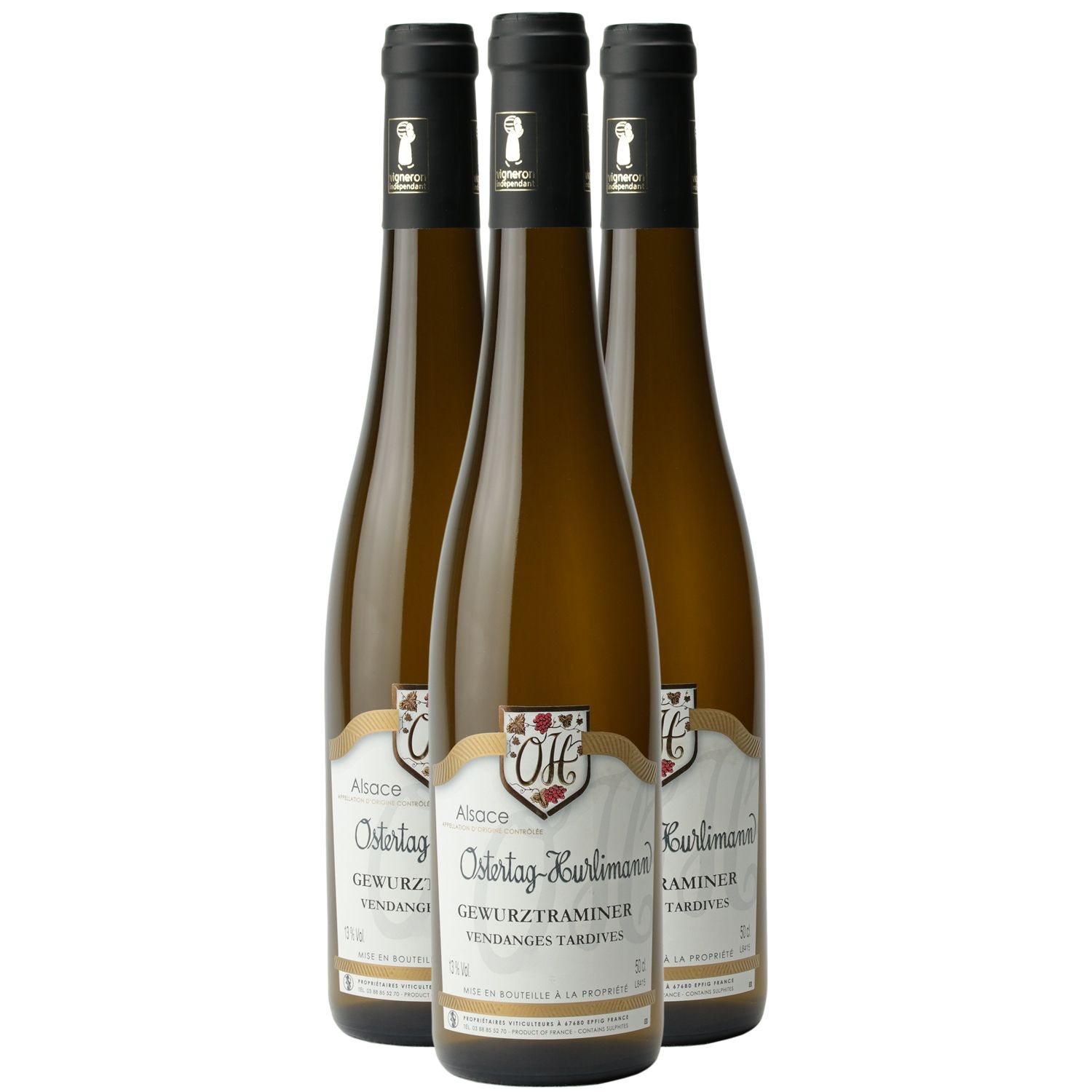 Alsace Gewurztraminer Vendanges tardives Blanc 2017 - Lot de 3x50cl - Domaine OSTERTAG-HURLIMANN - Vin AOC Blanc d' Alsace
