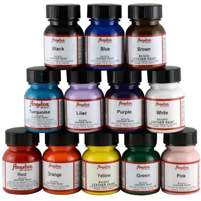 Lot de 12 flacons de peinture pour cuir Angelus 29,5 ml353