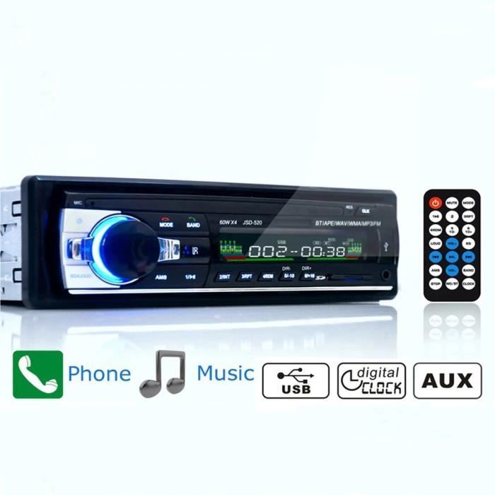 Récepteur autoradio FM, Bluetooth, SD, USB, 12V (JSD-520), lecteur multimédia MP3, intégré au tableau de bord de la voiture