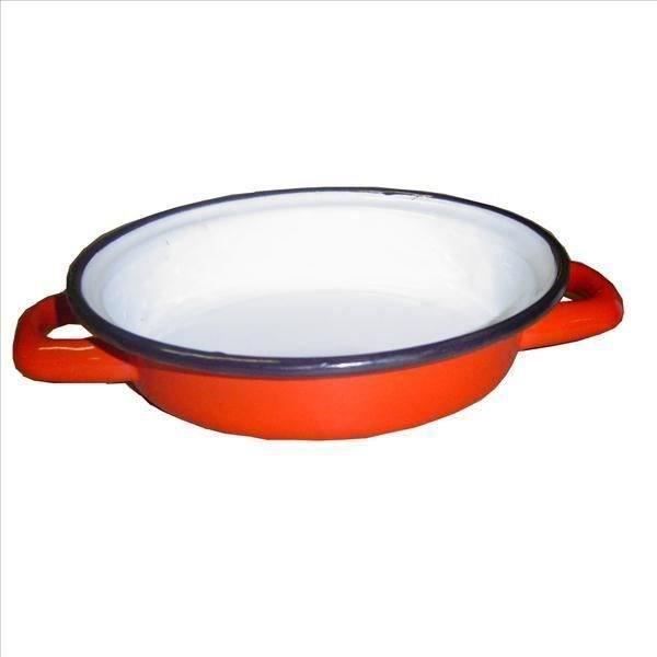 Plat à ufs D : 18 cm - acier émaillé - rouge
