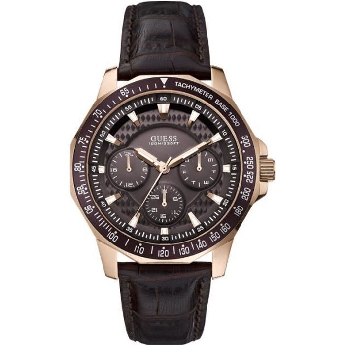 Montre Homme Guess W0387G3 - Bracelet en cuir m…