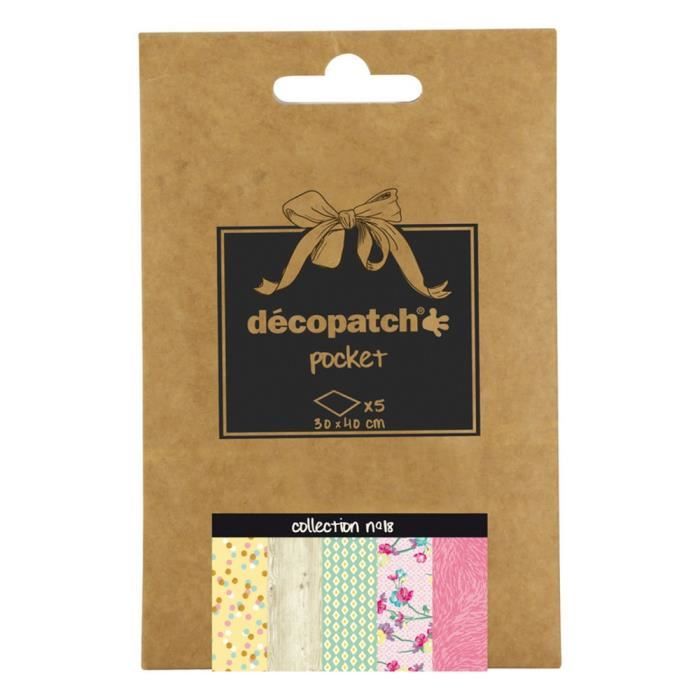 Decopatch - Deco Pocket 5 feuilles 30x40cm - Collection N 18