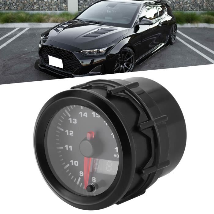 52mm 12V 2po Compteur de voiture Jauge de Tension Numérique Voltmètre de Pointeur LED 7 Couleurs Universel