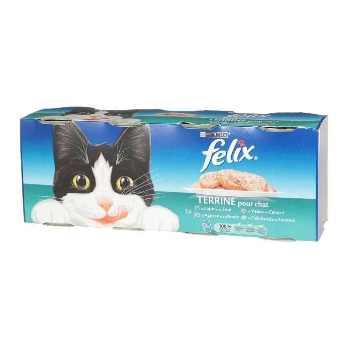 FELIX Terrines - Viandes et poissons - Pour chat adulte - 4 x 400 g