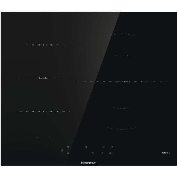 Plaque de cuisson induction HISENSE I6337C - 3 zones dont 1 BridgeZone et 1 à extension concentrique (32 cm) - 7100 W - 60cm - Noir